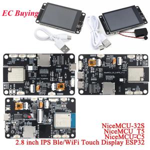 NiceMCU‑32S T5, NiceMCU-C5, ESP32, 2.8인치 IPS 터치 LCD 디스플레이 모듈, Wi-Fi 및 블루투스 호환, BLE, 스마트 LVGL AI 개발용