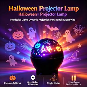 할로윈 프로젝터 조명, 7가지 색상의 LED 야간 조명, 유령 투사 기능, USB 전원, 자동 색상 변경, 가족 파티 장식용, 분위기 조명