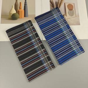 빈티지 체크무늬 면 손수건 2개 세트 - 네이비 블루, 블랙, 레드 색상, 부드러운 45cm 크기, 클래식한 남성용 정장 및 재킷 액세서리