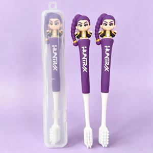 애니메이션 캐릭터(루미, 밀라, 조이)가 그려진 마녀 사냥꾼 칫솔, 초극세모, 귀여운 캐릭터 디자인, 학생용, 구강 및 치아 세정용, 선물용