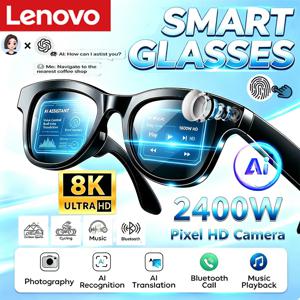 Lenovo AI 녹음 스마트 안경, 2400W HD 카메라, 블루투스, AI 언어 번역 기능, 음성 통화 및 음성 어시스턴트 지원 스마트 안경