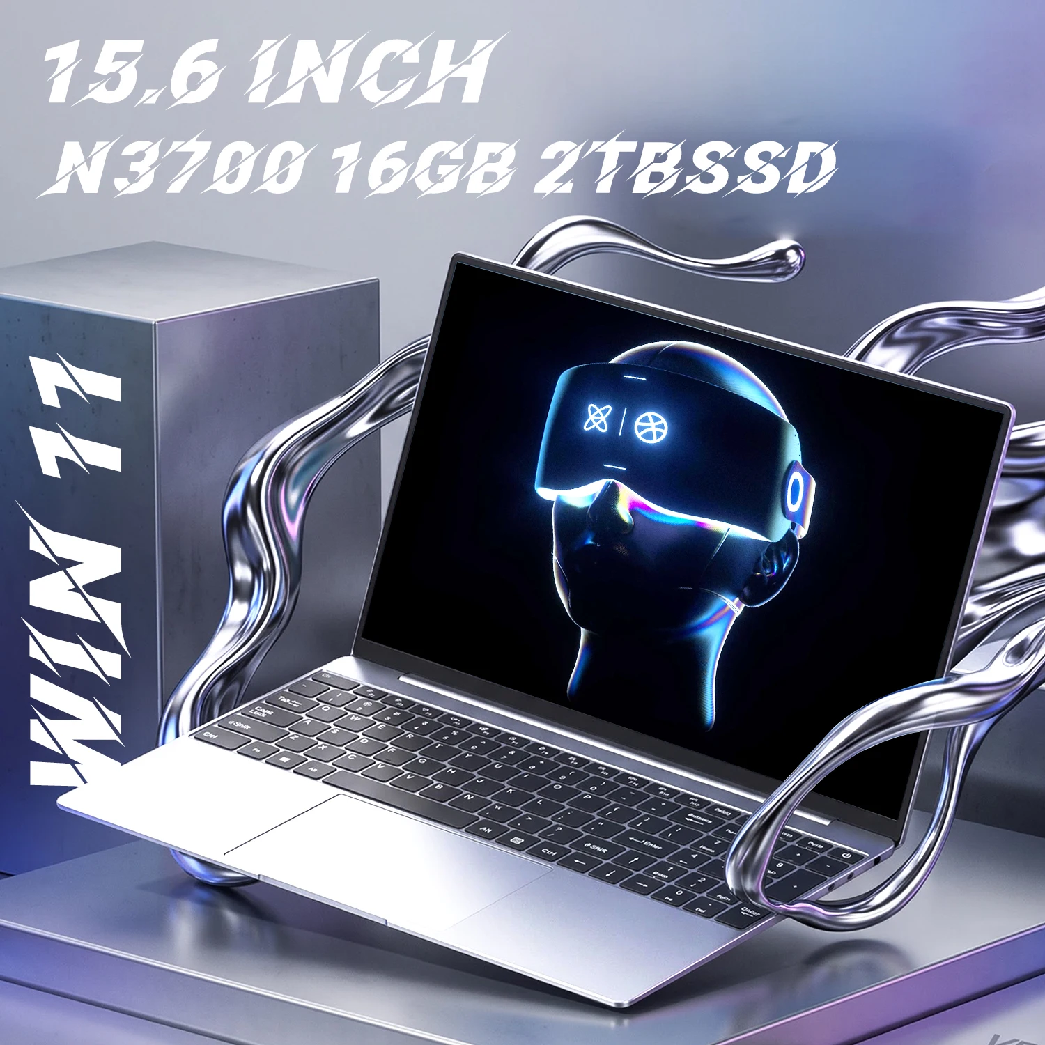 15.6인치 초슬림 게이밍 노트북, 인텔 N3700 프로세서, 16GB RAM, 512GB + 2TB SSD, 1920x1080 해상도, 사무 및 학습용, 윈도우 11 운영체제.