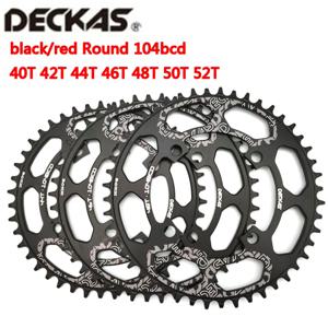 DECKAS 라운드 104BCD 40/42/44/46/48/50/52 T Getande Mountain Bicycle Wiel MTB 자전거 8-12 속도 크랭크 셋 알루미늄 체인 링