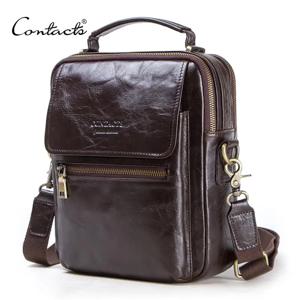 CONTACT'S 남성용 새 정품 가죽 메신저 백 캐주얼 숄더 백 남성용 플랩 백 럭셔리 브랜드 크로스 바디 백 9.7 