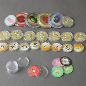 20/50Pcs 15 크기 18-45mm 투명 플라스틱 보호기 캡슐 컨테이너 케이스 칩 토큰 동전 수집 홀더 상자
