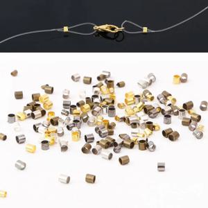 500 개/가방 1.5/2.0mm 골드 실버 구리 튜브 크림프 엔드 비즈 스토퍼 스페이서 비즈 쥬얼리 결과 용품 목걸이 만들기