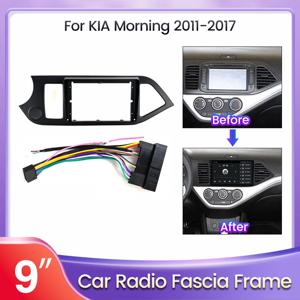 Kia Picanto/Morning 2011+ 오디오 설치 대시 프레임 마운트 키트 패널 프레임 케이블 용 9 인치 차량용 라디오 근막 프레임