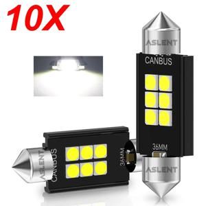 자동차 인테리어 조명 독서 번호판 램프용 LED CANBUS 오류 없는 페스툰, 31mm 36mm 39mm 41mm 12V 3030 6 SMD C10W, 10x C5W
