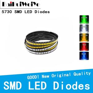 100 개/몫 5630 5730 하이라이트 SMD LED 다이오드 다이오드 3V-3.3V 흰색 빨간색 녹색 파란색 노란색 5.7*3.0 표면 실장 발광 다이오드