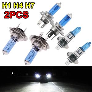 2개 자동차 할로겐 램프 초고휘도 할로겐 자동차 헤드라이트 슈퍼 LED 전구 화이트 12V H1 H4 H7 헤드램프 키트 100W 6000K