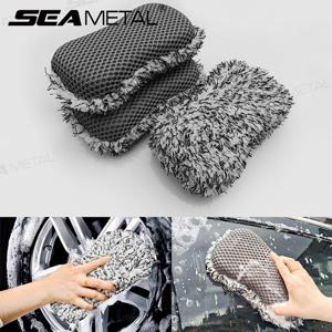 SEAMETAL 마이크로 화이버 세차 스폰지 양면 플러시 마사지 네트 휠 청소 브러시 ​​먼지 제거제 세차 관리를위한 스크래치 프리