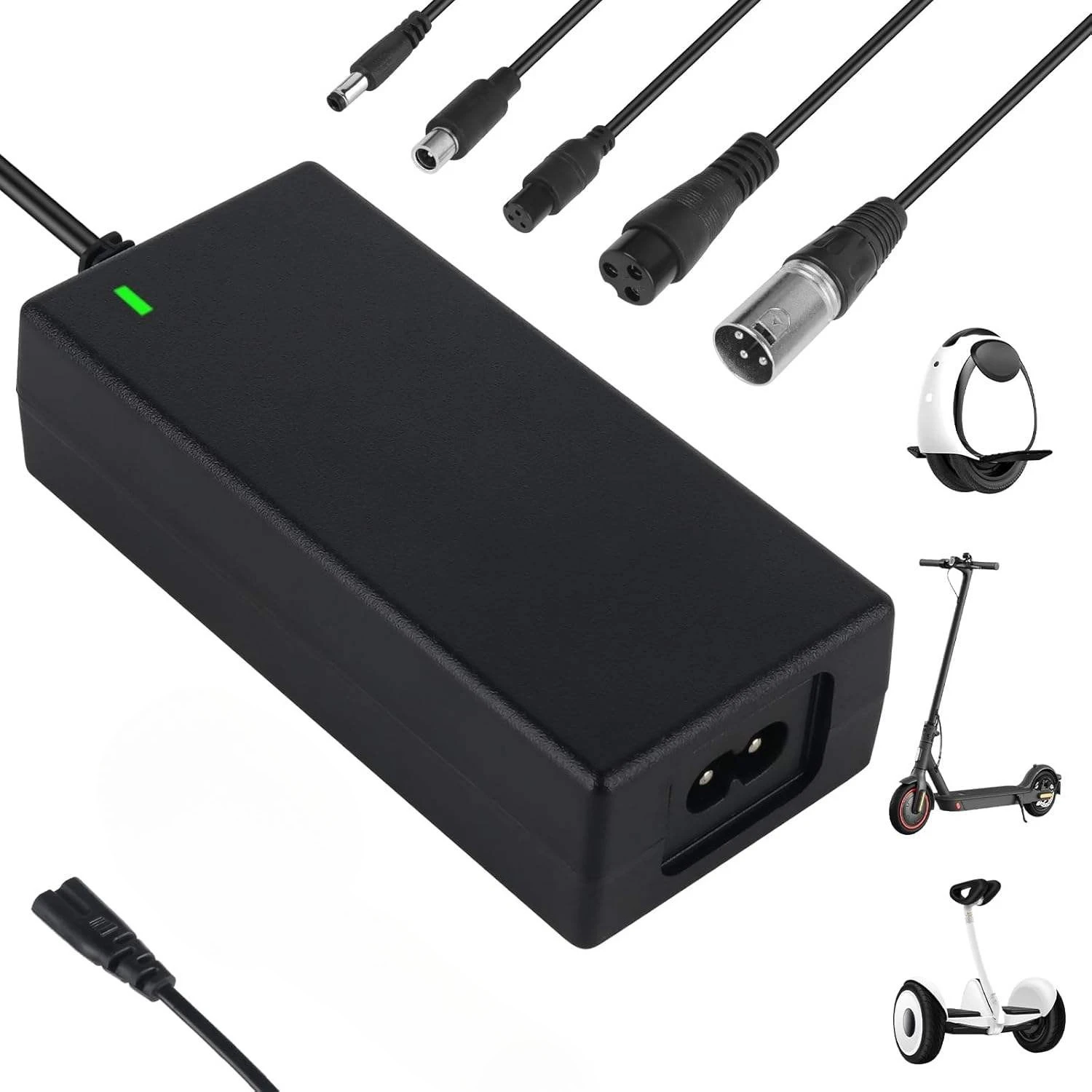 범용 AC DC 42V 2A 전원 어댑터 스마트 충전기 24-36V 리튬 배터리 전기 스쿠터 US/EU 플러그 블랙 100-240V