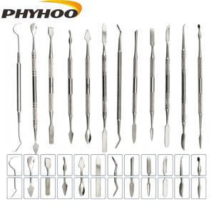 PHYHOO 5pcs 스테인레스 스틸 왁스 조각 키트 왁스 클레이 폴리머 모델링을 위한 이중 엔드 조각 도구 전문 미술 공예 세트