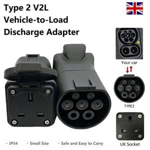 Type2 V2L 방전 어댑터는 BYD, MG, Deepal, Geely, Jaecoo, Omoda, LYNK 차량용으로 적합하며, 영국 소켓 플러그를 사용하여 전기차 캠핑 차량에 적합합니다.