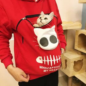 고양이 모양의 후드티, 여성용, 겨울용 플리스 소재 스웨트셔츠, 큰 사이즈, 반려동물 이동용, 넉넉한 주머니, 따뜻하고 부드러운 풀오버, 크리스마스 선물, 고양이