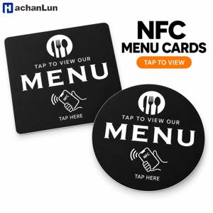 NFC 215 사각형/원형 프로그래밍 가능 구글 리뷰 메뉴 카드, 13.56MHz 주파수, 접착식 PVC 소재, 레스토랑, 카페, 상점 등에서 사용 가능한 데스크탑 NFC 태그