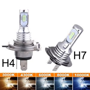 2Pcs H7 LED 헤드 라이트 전구 SH1 H3 H11 H4 H6 20000LM 12V 6000K 자동 LED 전조등 IP68 변환 Hi/Lo 빔 키트 운전 라이트