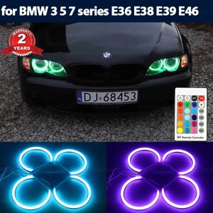 코튼 RGB 천사 눈 링 키트 16 색 플래시 원격 제어 BMW 3 5 7 시리즈 E36 E38 E39 E46 525i 528i 530i 540i 320i