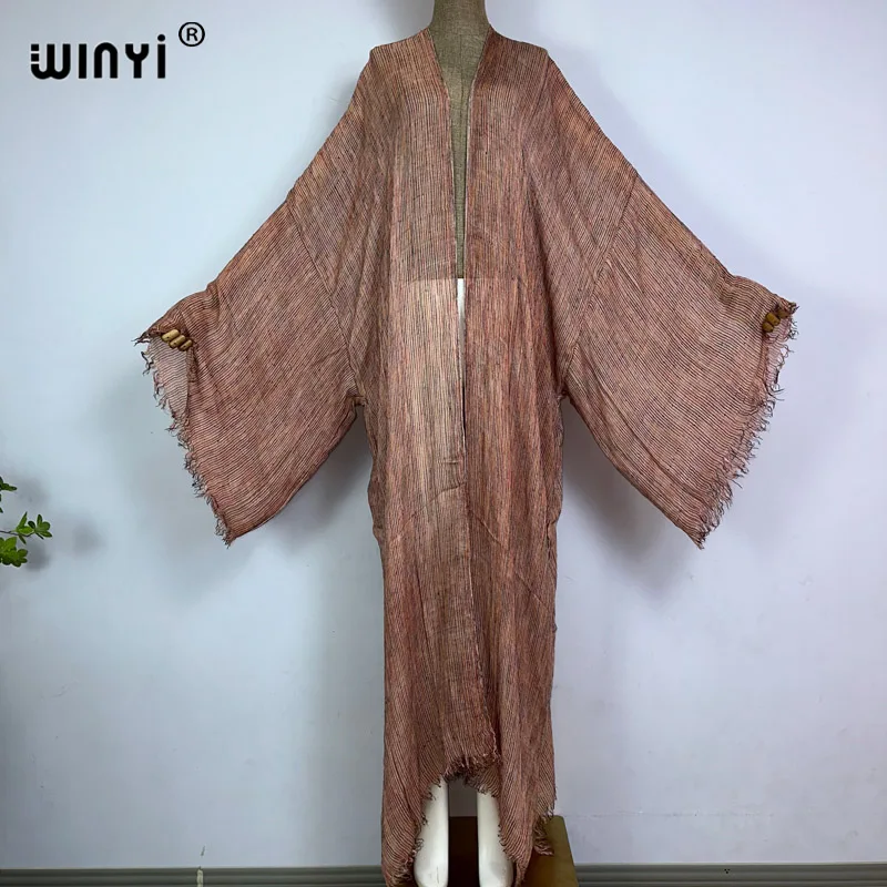 WINYI 신상 고품질 편안한 여성용 소프트 가디건 루즈 드레스 파티 보헤미안 맥시 비치 휴가 수영복 커버업 아프리카 키모노