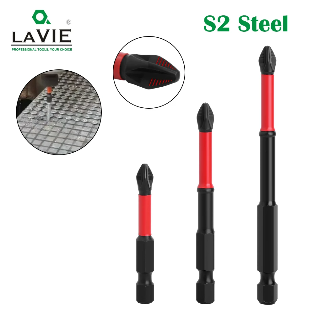 LAVIE 1/4인치 육각 샹크 강력 자석형 5A S2 소재 PH2 X 50mm 70mm 90mm 논슬립 스크류드라이버 비트 P04PH2050