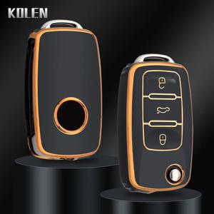 TPU 자동차 플립 키 케이스 커버 쉘, 폭스바겐 VW 폴로 골프 파사트 티구안 비틀 캐디 T5 업 Eos 스코다 옥타비아 시트 레온 알테아용