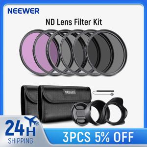 NEEWER 렌즈 필터 키트: UV, CPL, FLD, ND2, ND4, ND8, 렌즈 후드 및 렌즈 캡 Canon Nikon Sony Panasonic DSLR과 호환 가능