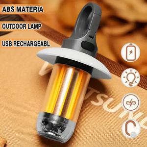 USB-C 충전식 LED 캠핑 랜턴(후크 포함) 경량, 하이킹, 탐사, 낚시 비상 작업용 휴대용 손전등