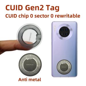 CUID Gen2 전자 태그, 13.56MHz, 변경 가능한 S50 1K RFID, 습기에 강한 인레이, 섹터 0, 블록 0, UID 재기록 가능, 금속 표면에 부착 가능한 CUID 스티커
