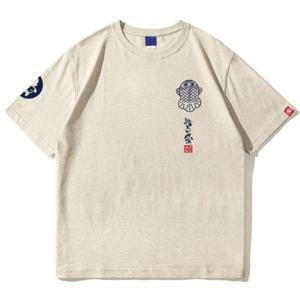 아울렛 브랜드 태그리스 아메리칸 프린트 반팔 티셔츠 여름 신상 루즈핏 젊은 감각 트렌디 라운드넥 탑