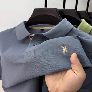 100% 순면 프리미엄 브랜드 반팔 폴로 셔츠 남성 여름 패션 맞춤 정교한 조랑말 자수 클래식 골프 티셔츠