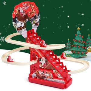 크리스마스 슬라이드 장난감 전기 트랙 슬라이드 롤러 코스터 Playset, LED 조명과 음악이있는 산타 크리스마스 롤러 코스터 트랙