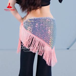 밸리 댄스 의상 여성용 시니어 스팽글 태슬 삼각형 힙 스카프 성인 및 어린이 오리엔탈 댄스 연습 허리 스카프