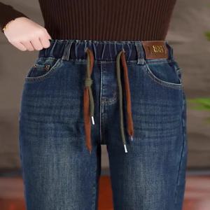 탄력있는 허리밴드 와이드 레그 청바지 여성 슬리밍 봄 가을 신상 스몰 사이즈 슬림 탄력있는 좁은 버전 스트레이트 레그 팬츠
