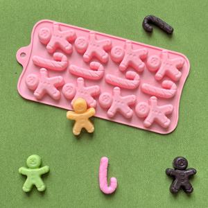 1pc 12 홀 진저 브레드 맨, 지팡이 모양의 실리콘 몰드, DIY 캔디, 초콜릿, 케이크 장식 베이킹 몰드에 사용