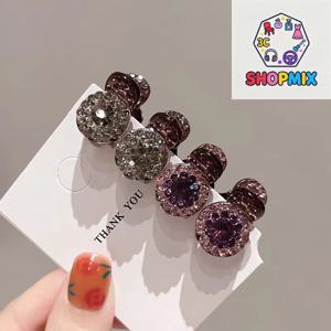 2/4/10pcs 미니 라운드 라인스톤 헤어 클로 레트로 지르콘 여성 소녀 클로 클립 작은 머리핀 헤어 크랩 소녀 헤어 액세서리 ﻿