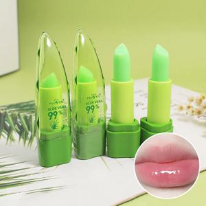 Aloe Vera Color Changing Lip Balm, Moisturizing Waterproof Non-Sticky Long Lasting Tinted Lip Gloss Nourishing Lipstick Makeup