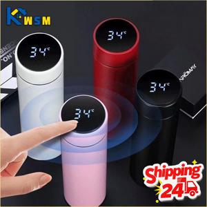 온도 표시가있는 500ml 스테인레스 스틸 보온병 컵 야외 진공 절연 분할 병 여행 머그잔 아버지의 날 선물