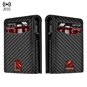 RFID 카본 파이버 신용카드 홀더 남성용 지갑 미니멀리스트 팝업 메탈 케이스 이중 접이식 스마트 지갑 명함 지갑 남성용