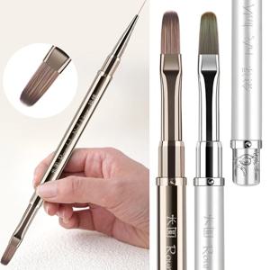 1/6PCS 더블 헤드 메탈 핸들 네일 브러쉬 라이너 브러쉬 페인팅 펜 젤 브러쉬 크리스탈 네일 아트 매니큐어