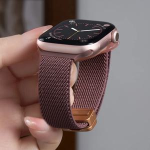 애플 워치용 자석 나일론 스트랩, 49mm, 46mm, 45mm, 44mm, 43mm, 41mm, 38mm, iWatch 시리즈 12, 11, 10, 9, 8, SE, 7, 6, Ultra 4, 3, 2에 호환