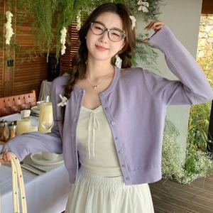 새로운 긴팔 니트 스웨터 여성 가디건 여성용 스웨터 O넥 짧은 니트 스웨터 가디건 여성용 상의 니트웨어 Q3613