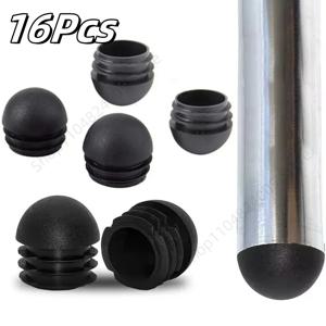 16개 블랙 플라스틱 원형 파이프 플러그 13-38mm 의자 테이블 다리 캡 튜브 파이프 인서트 플러그 장식용 먼지 커버 가구 하드웨어