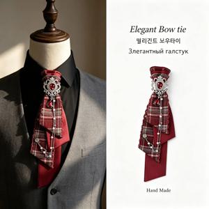 레트로 넥타이 라인스톤 셔츠 장식 액세서리 대학 스타일 영국 그릴스 칼라 진주 체인 넥타이 여성용 남성용 쥬얼리