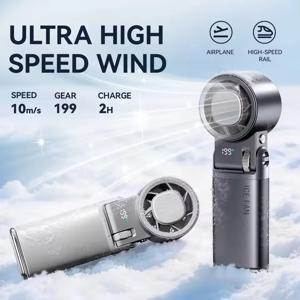 Mi 휴대용 미니 선풍기 6000mAh LCD 디스플레이 199단 속도 조절 USB 충전식 야외용 터빈 팬 LED 조명