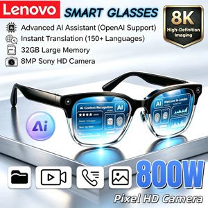 레노버 2026 새로운 스마트 AI 안경 800W HD 카메라 8K 촬영 이미지 비디오 음성 통화 번역 블루투스 AI 오토바이 안경