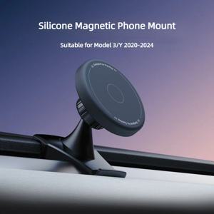테슬라 모델 3 모델 Y 2020-2024용 실리콘 자석식 휴대폰 거치대 360 °   회전식 MagSafe 호환 클립형 차량용 휴대폰 거치대