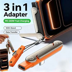 240W 충전 와이어 브래킷, 보이지 않는 지지대가 있는 접이식 휴대폰 거치대, USB 타입 C 플랫 충전기, 충전 케이블 C 킥 케이블 스탠드