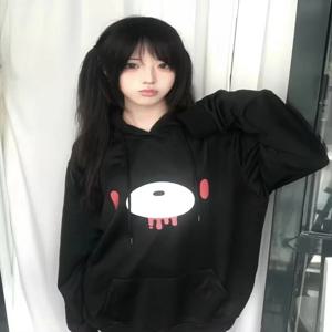 가을, 편안한 스타일의 여성용 캐주얼 고딕 스웨트셔츠, Y2K 스타일, 일본풍 만화 프린트, 하이 스트리트 스타일, 후드티, 하라주쿠 펑크 의류