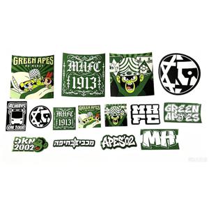 11가지 종류의 특별한 모양의 하이파 마카비 그린 아피스 온 투어 원숭이 MHFC 마카비 장식 스티커 (가방, 컵, 벽, 냉장고 등에 사용 가능)