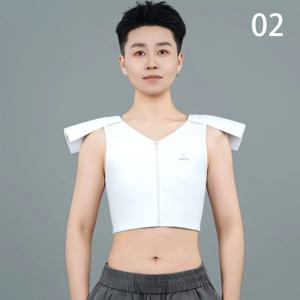 심리스 코스프레용 지퍼형 가슴 압박 브라, 톰보이 스타일 여성용 스포츠 브라, 초박형 보정 속옷, 코르셋, 탈부착 가능한 넓은 어깨 패드